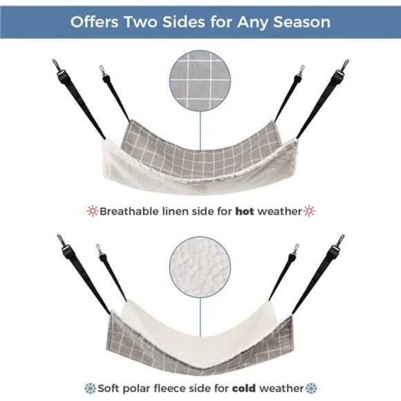 Reversible Cat Hammock, Breathable Pet Cage Hammock with Adjustable Straps - Picture 12 of 14